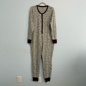 L.L.Bean Full Length Waffle Floral Print Jumpsuit Women's Size M regular